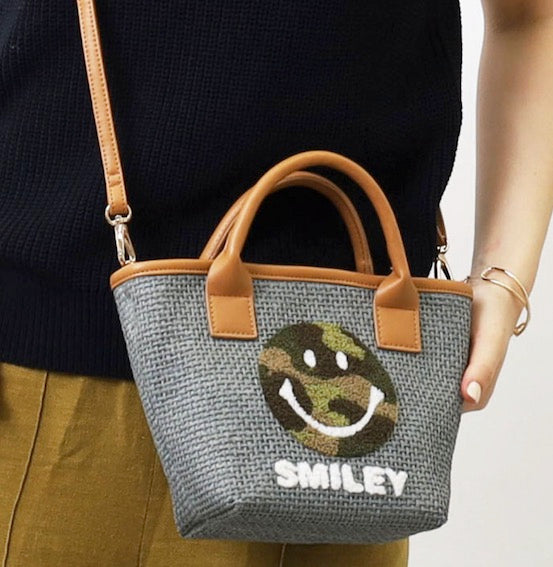 2023新作【COOCO/クーコ】SMILEY サガラ刺繍ペーパーシートミニショルダーバッグ にこちゃん/スマイル（SMILEYーCOOCOコラボ商品）